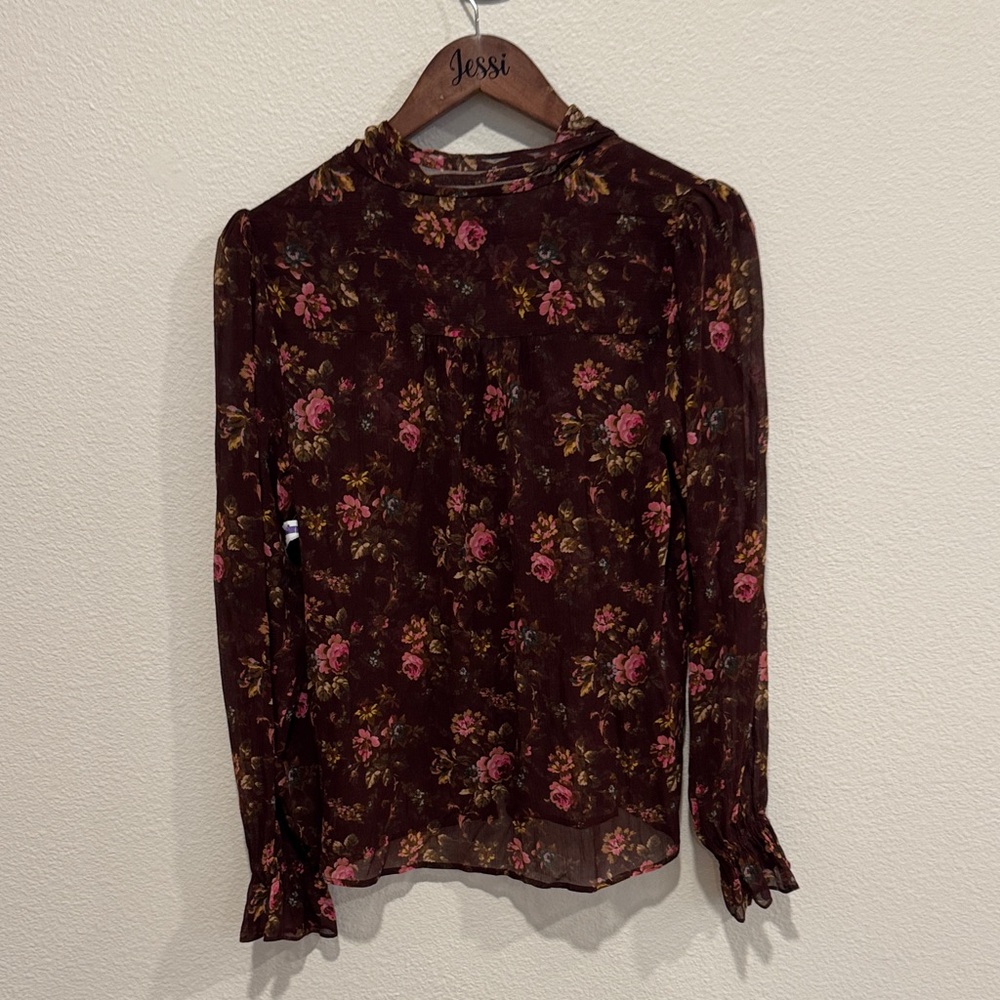 PAIGE Clemency Floral Silk Top in Rosewood Multi, xs - Picture 5 of 12